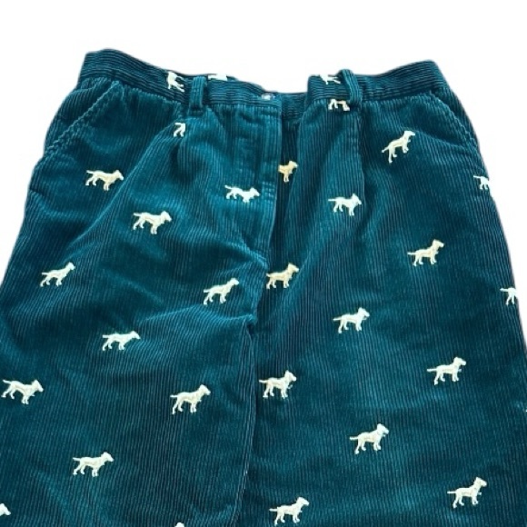 Vintage Orvis Hunter Green Corduroy Dog Embroidered Pants High Rise 30x27 Y2K - Picture 13 of 15